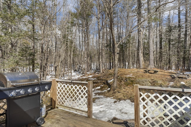 deck featuring grilling area