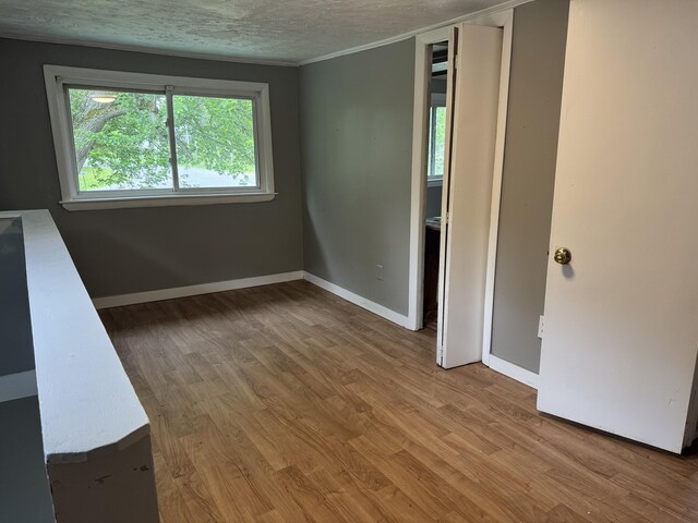 32 Maple St, Fairfield, ME 04937 - unfurnished room with light wood-type flooring, ornamental molding, and a textured ceiling