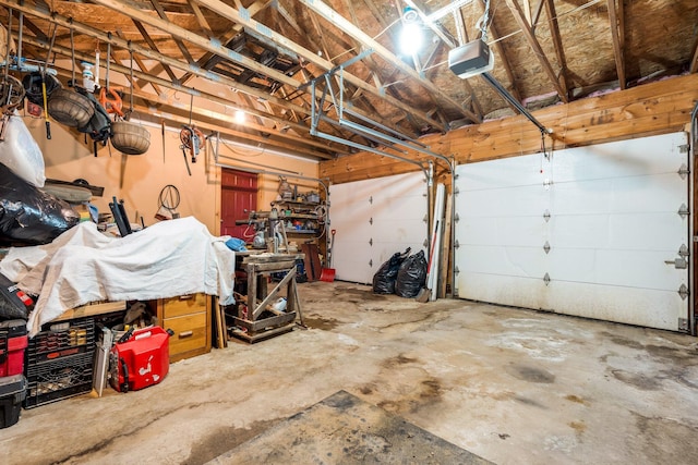 garage with a garage door opener