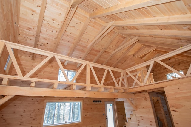 interior details with wooden ceiling and beamed ceiling