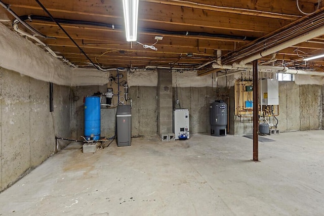 basement with water heater