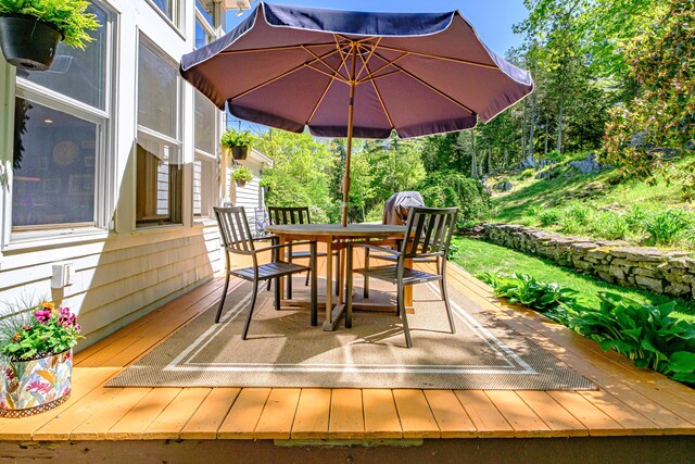 543 Middle Rd, Dresden, ME 04342 - wooden deck with outdoor dining area