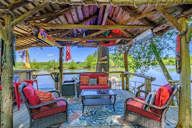 543 Middle Rd, Dresden, ME 04342 - view of patio / terrace featuring outdoor lounge area and a deck with water view