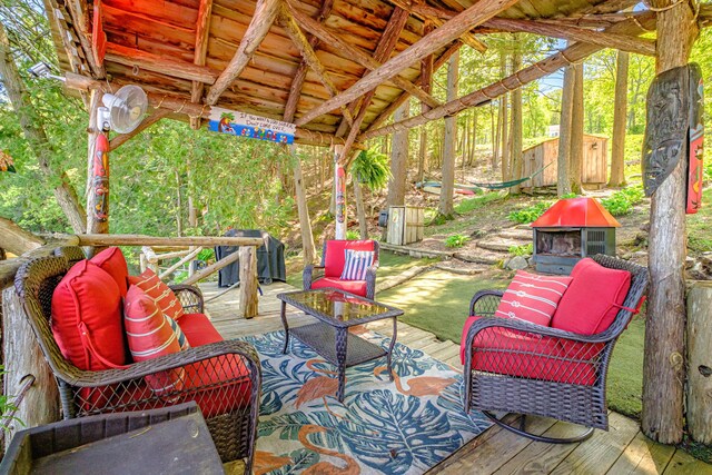 543 Middle Rd, Dresden, ME 04342 - view of patio with a deck, outdoor lounge area, and a grill