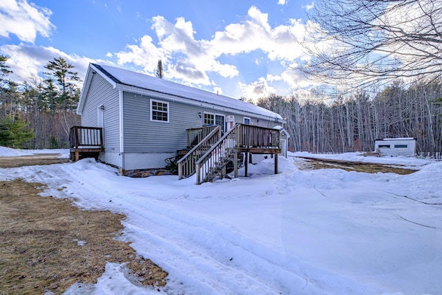 view of front of home with a deck