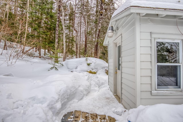 view of snowy exterior