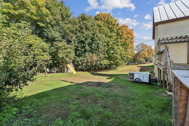 view of yard featuring a playground