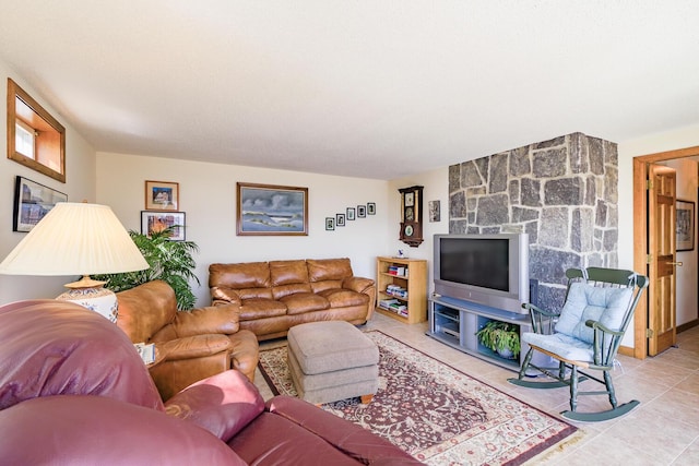 view of tiled living area