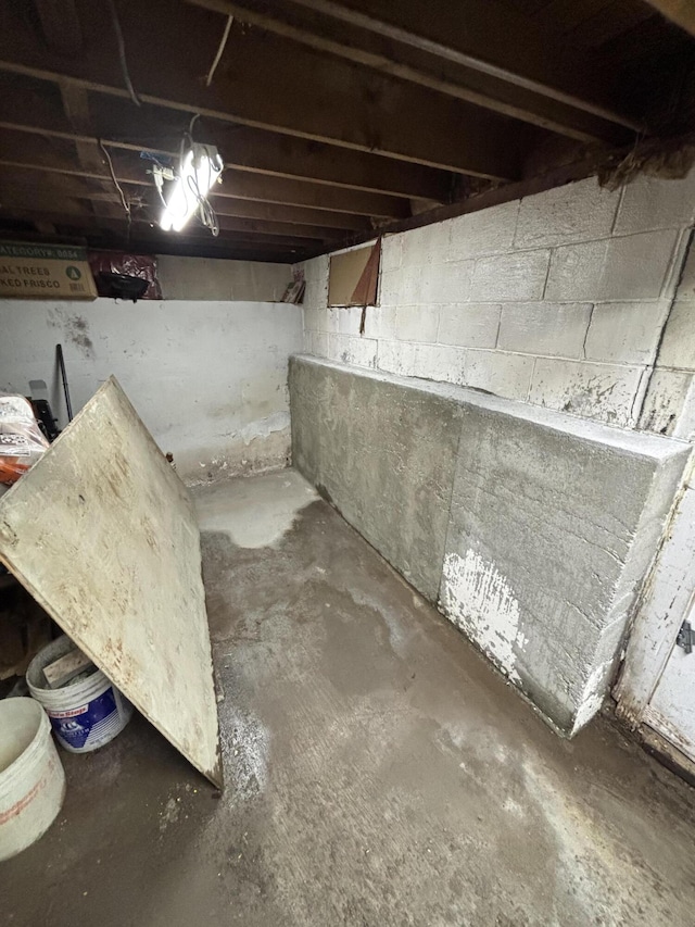 view of unfinished basement