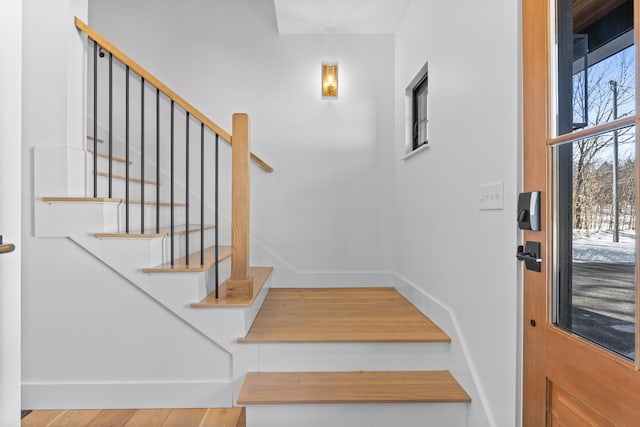 65 Sky Dr, Windham, ME 04062 - staircase featuring baseboards