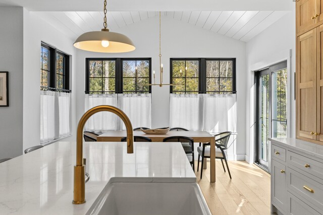65 Sky Dr, Windham, ME 04062 - dining room with lofted ceiling, light wood finished floors, and wooden ceiling