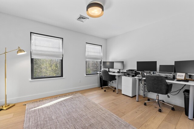 65 Sky Dr, Windham, ME 04062 - office area with baseboards, visible vents, and hardwood / wood-style floors