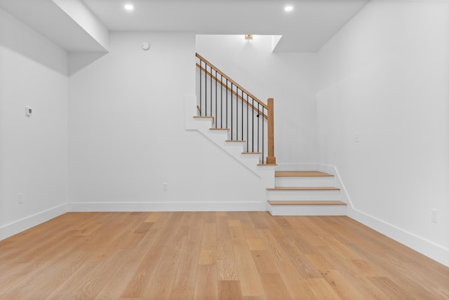 65 Sky Dr, Windham, ME 04062 - stairs featuring recessed lighting, baseboards, and wood finished floors