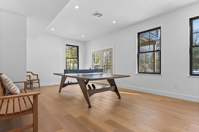 65 Sky Dr, Windham, ME 04062 - rec room with recessed lighting, baseboards, visible vents, and light wood finished floors