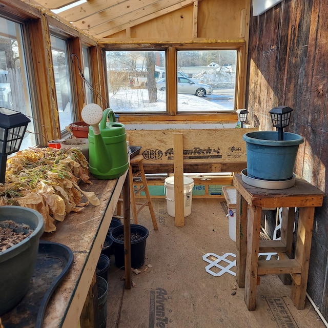 interior space featuring lofted ceiling