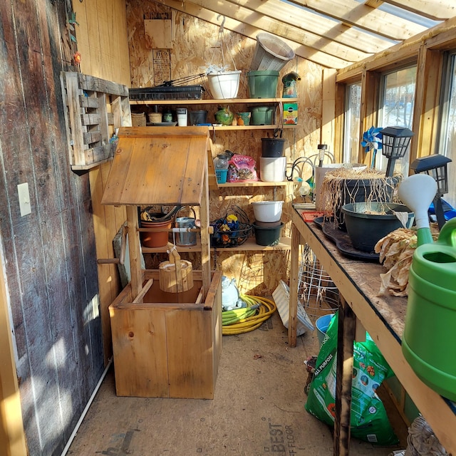 interior space featuring lofted ceiling