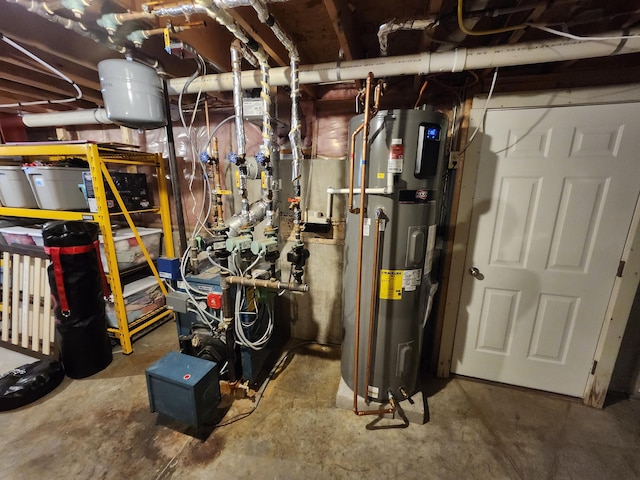 utility room featuring water heater