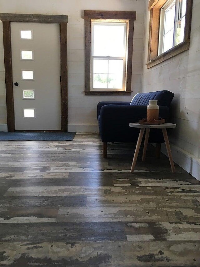 foyer with a healthy amount of sunlight and wood finished floors