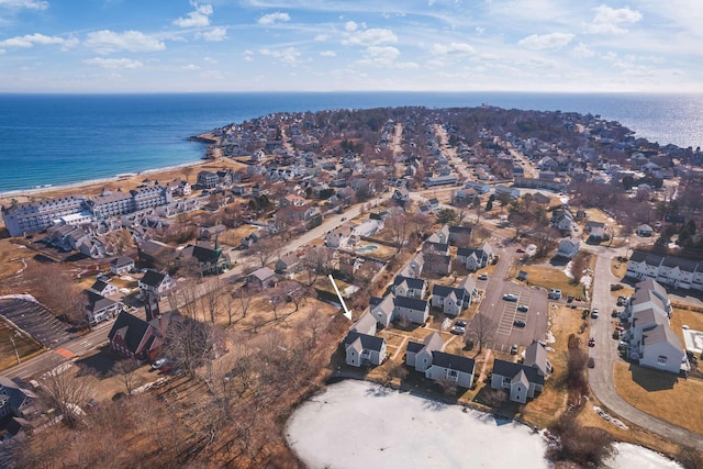 bird's eye view with a residential view and a water view