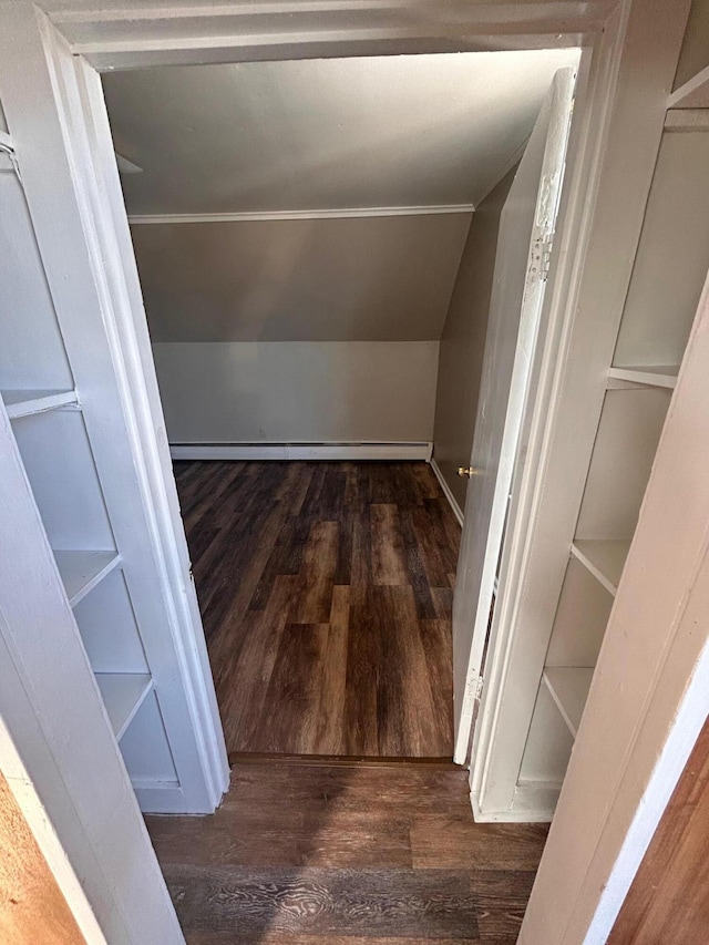 interior space featuring lofted ceiling and wood finished floors