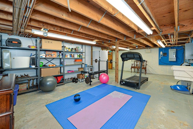 workout area featuring electric panel