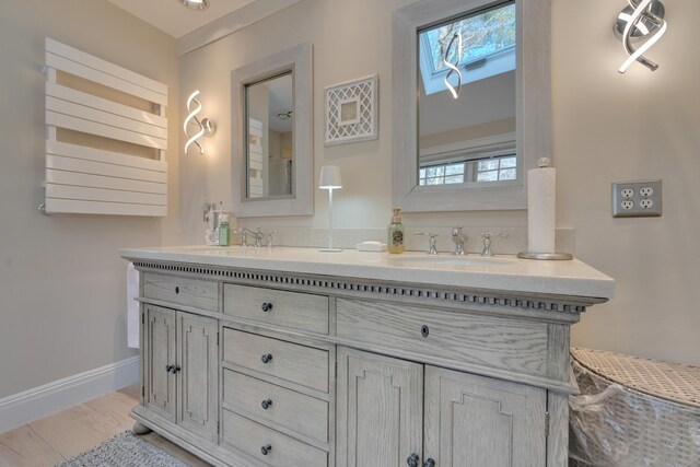 full bathroom with double vanity, a wealth of natural light, and a sink