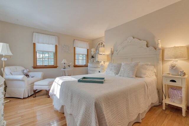 bedroom featuring light wood-type flooring