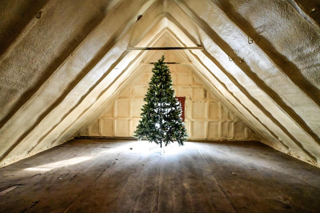 view of unfinished attic