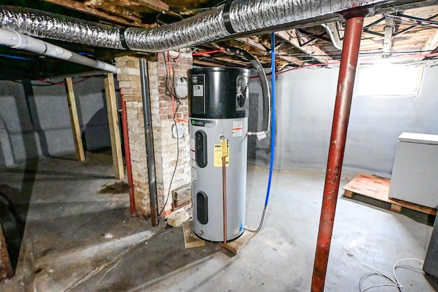 utility room featuring water heater