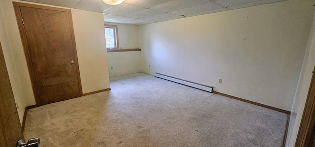8 Cornerbrook Cir, Windham, ME 04062 - unfurnished bedroom featuring baseboards, a drop ceiling, baseboard heating, and carpet