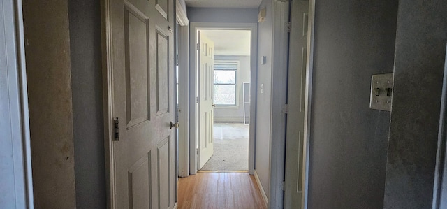 8 Cornerbrook Cir, Windham, ME 04062 - hall featuring a baseboard heating unit and light wood-style floors