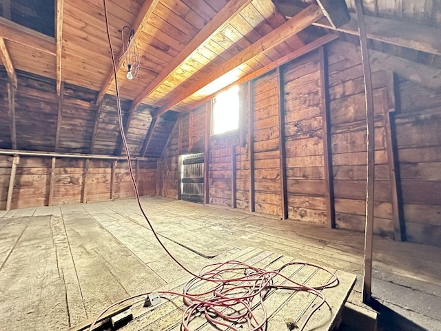 view of unfinished attic