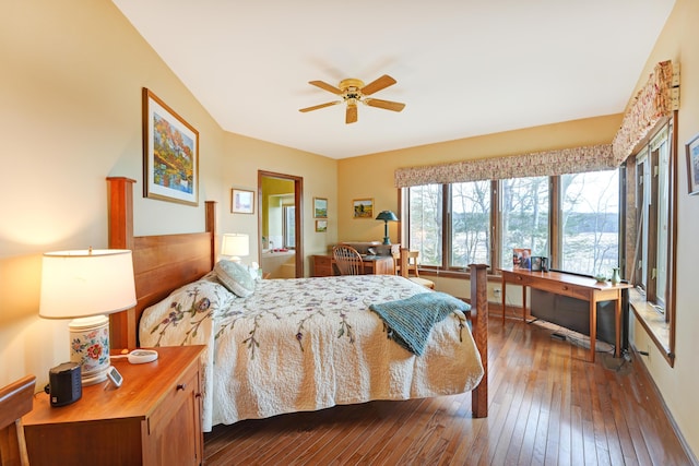 189 Mills Rd, Kennebunkport, ME 04046 - bedroom with ceiling fan and dark wood finished floors