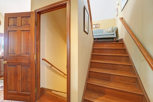 189 Mills Rd, Kennebunkport, ME 04046 - staircase featuring wood finished floors