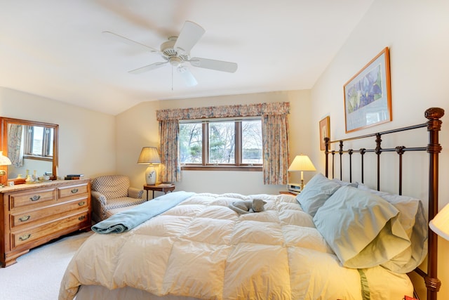 189 Mills Rd, Kennebunkport, ME 04046 - bedroom featuring light colored carpet, ceiling fan, vaulted ceiling, and multiple windows