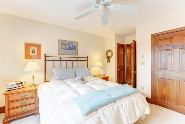 189 Mills Rd, Kennebunkport, ME 04046 - bedroom featuring a ceiling fan, light carpet, and baseboards
