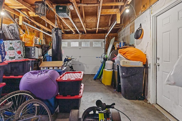 garage with a garage door opener