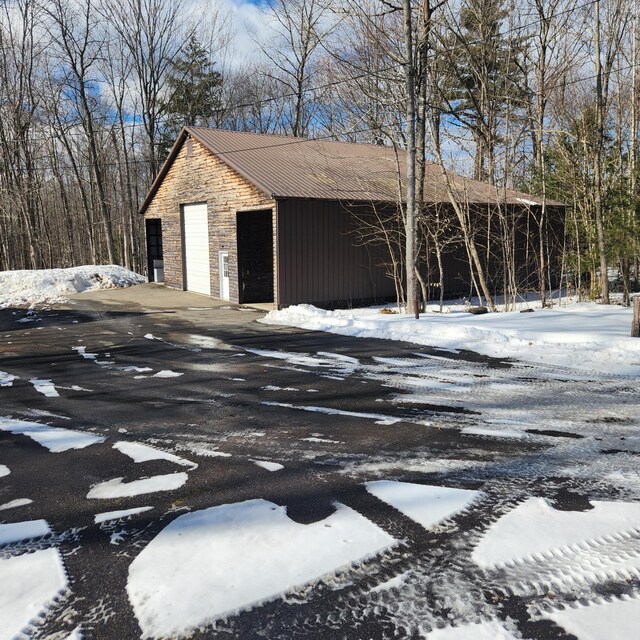 exterior space with a garage