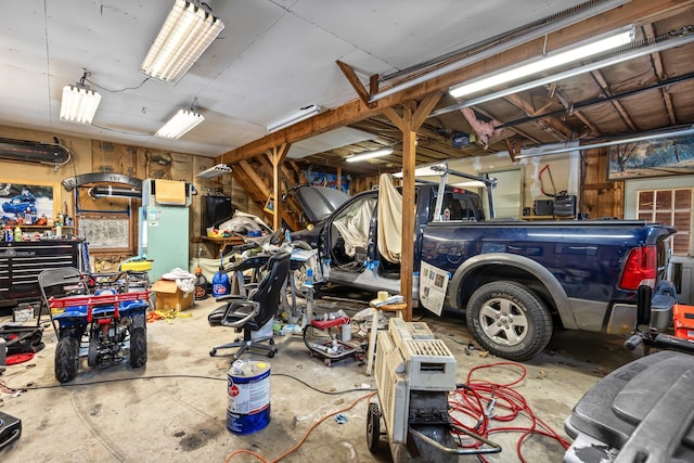 garage featuring a workshop area