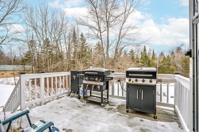 view of patio / terrace featuring grilling area and a wooden deck