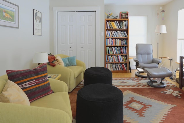 living room with wood finished floors