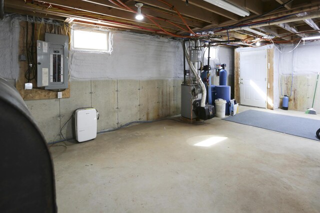 below grade area with electric panel