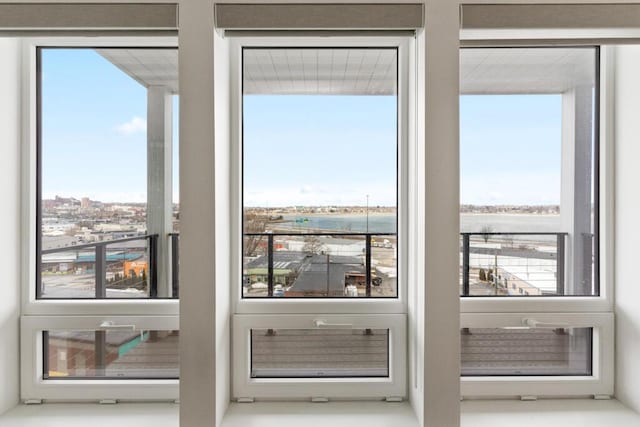 doorway featuring a water view