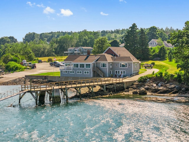20 Wharf Rd, Blue Hill, ME 04614 - view from above of property with a nearby body of water