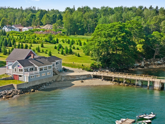 20 Wharf Rd, Blue Hill, ME 04614 - view from above of property with a large body of water