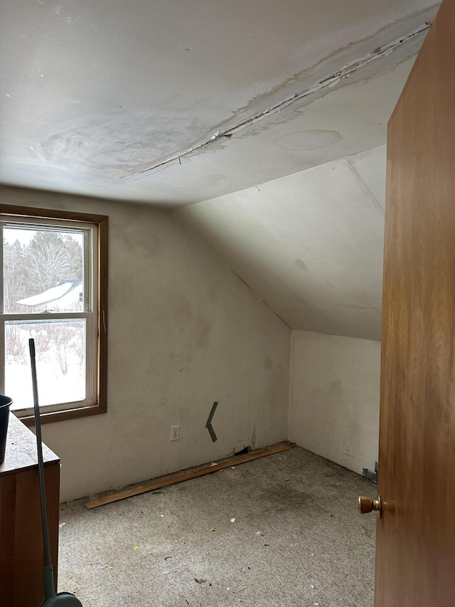 bonus room with vaulted ceiling