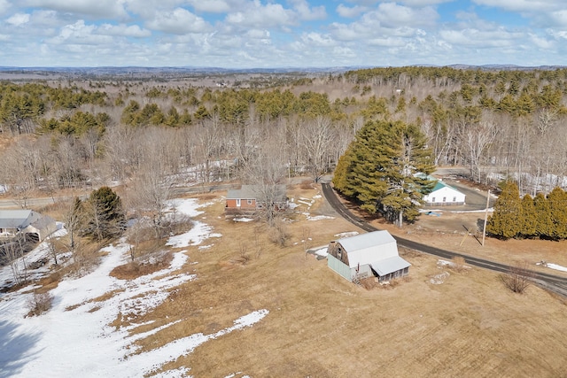 bird's eye view featuring a view of trees