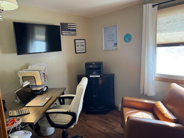 office space with wood finished floors