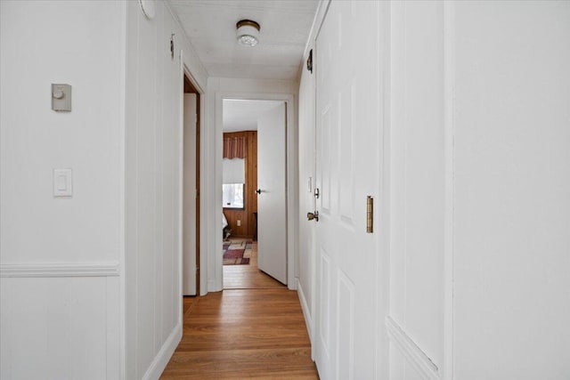 hallway with light wood-style floors