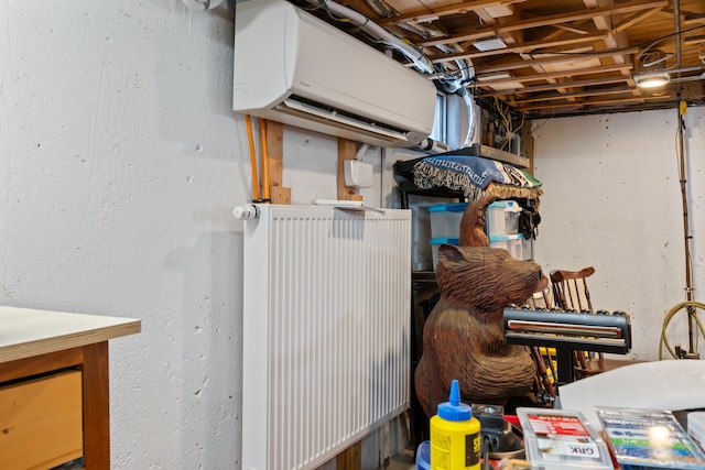 interior space featuring an AC wall unit